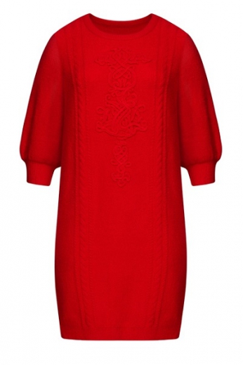 Вязаное платье красное
